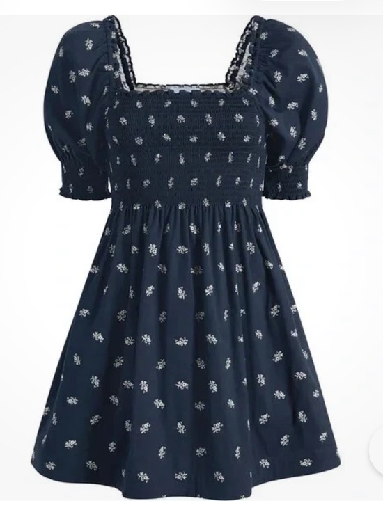 Hill House Dresses & Skirts - Hill House The Athena  Babydoll Nap Dress Navy Floral Jaquard Sz S